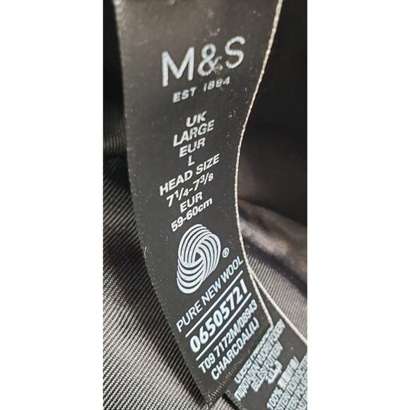 Moon Marks & Spencer Tweed Gray Black Wool Fedora Hat SIze 7.25 to 7.38 UK Large - Picture 2 of 9